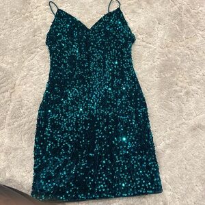 SHEIN Sparkling Teal Mini Dress